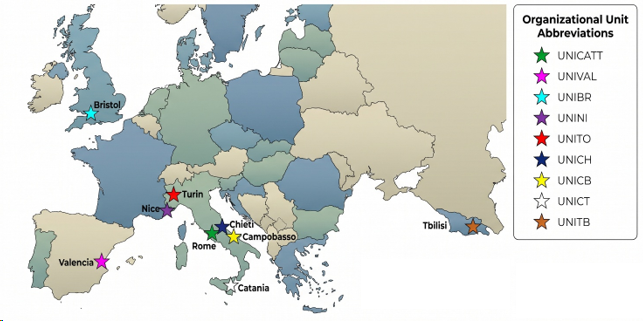 Mappa dei laboratori del network internazionale del progetto ECO